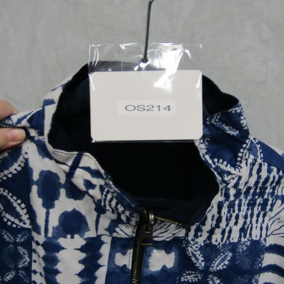 Lands End Bomber Jacket Reversible Womens Medium Blue Full Zip Cotton Nautical - Picture 11 of 11